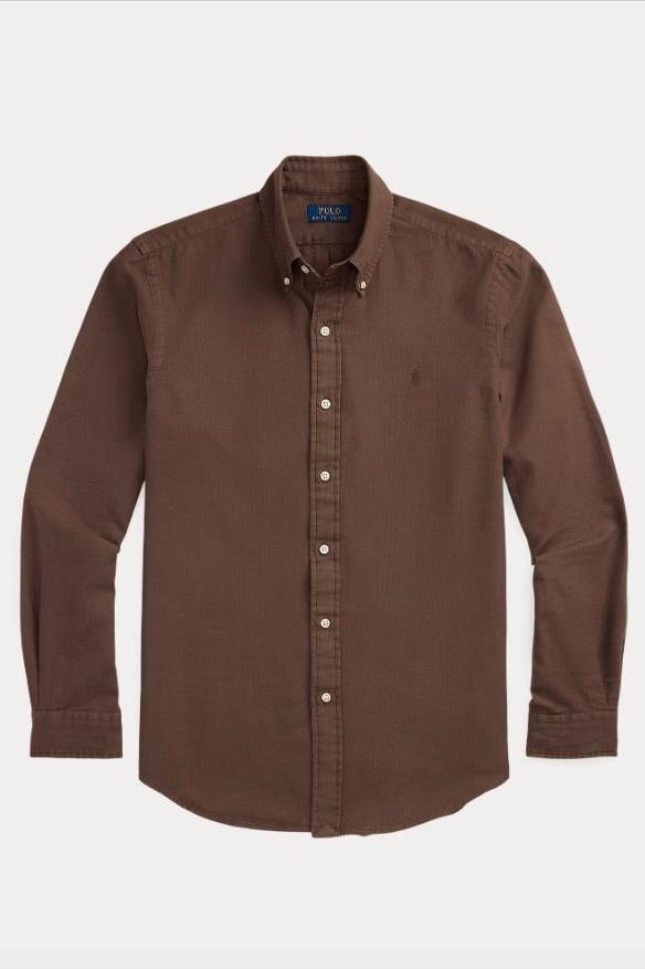 Custom Fit Garment-Dyed Dobby Shirt Nutmeg Brown