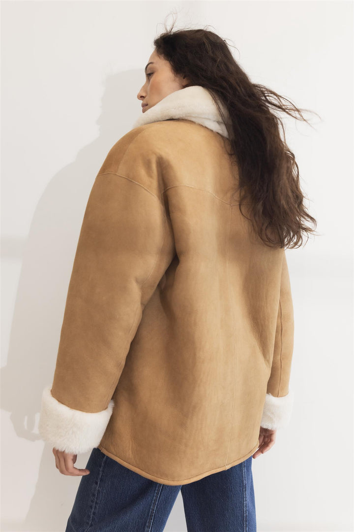 CAMILLA PIHL Luna Shearling Jacket Camel Suede - Dale