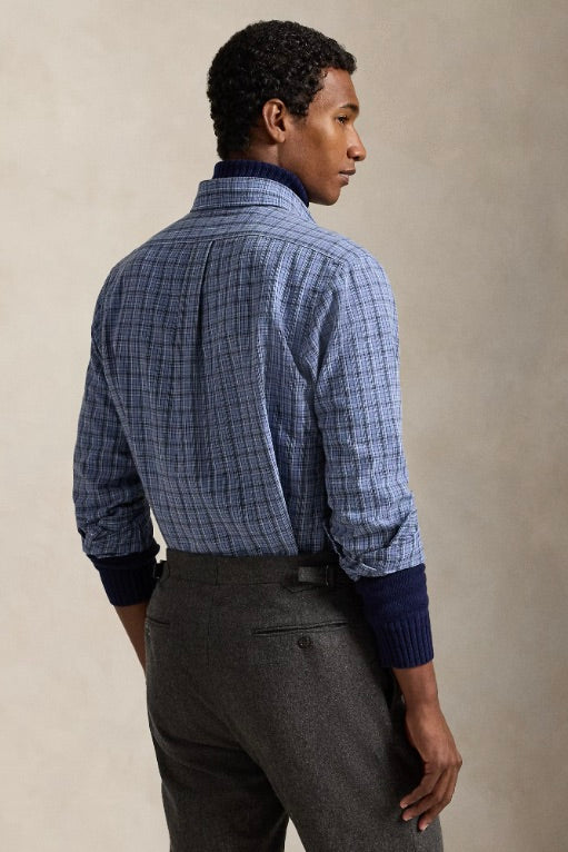 Custom Fit Brushed Oxford Shirt Blue Heather Multi