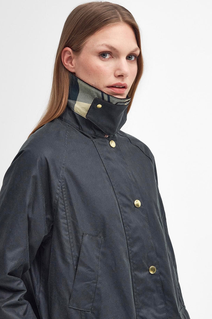 Barbour Long Beadnell Waxed Jacket Sage