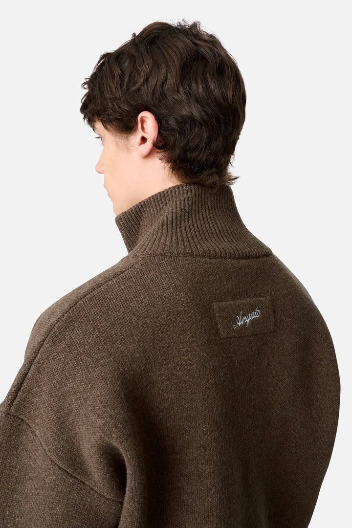 Core Zip-Up Sweater Dark Brown