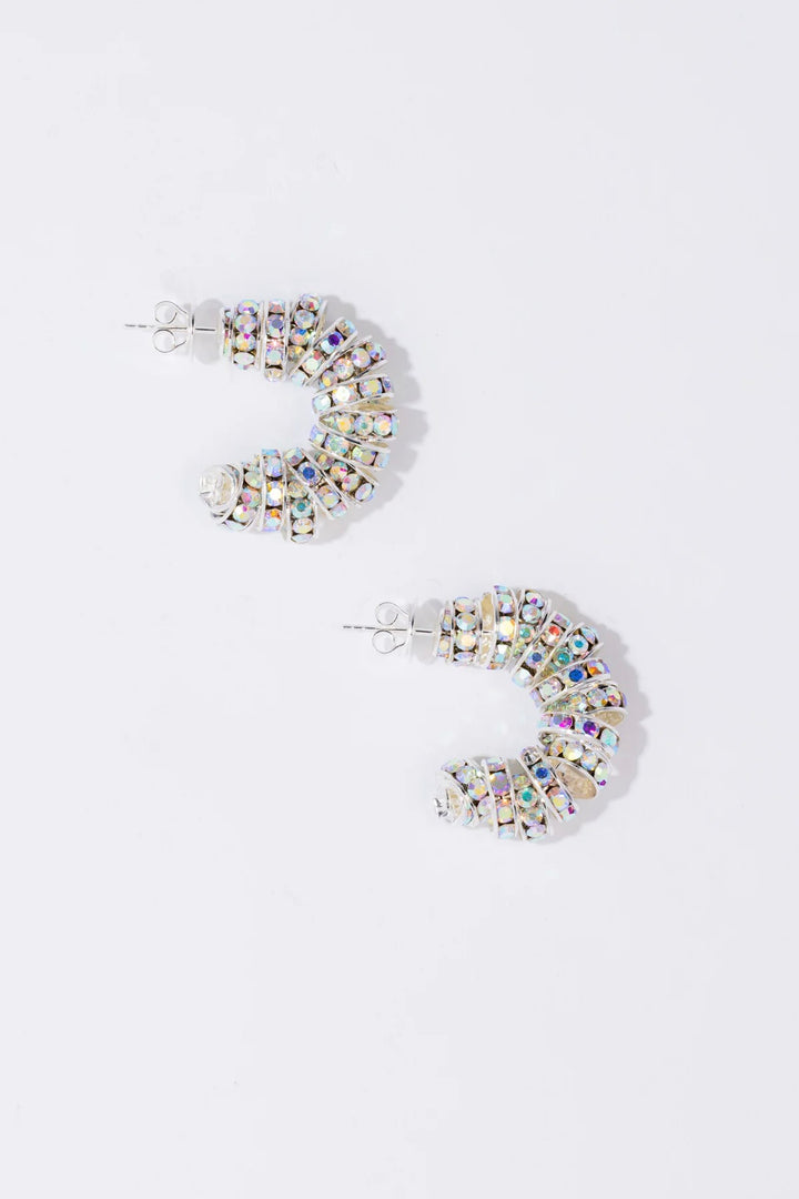 Mini Diamond Hoops Silver