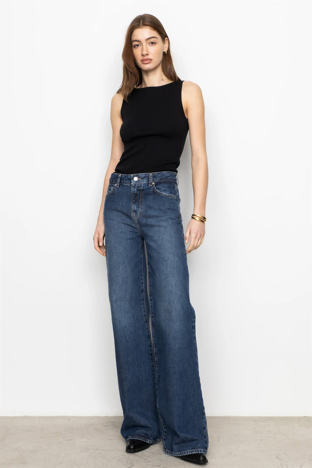 Peggy Rib Boatneck Top Black