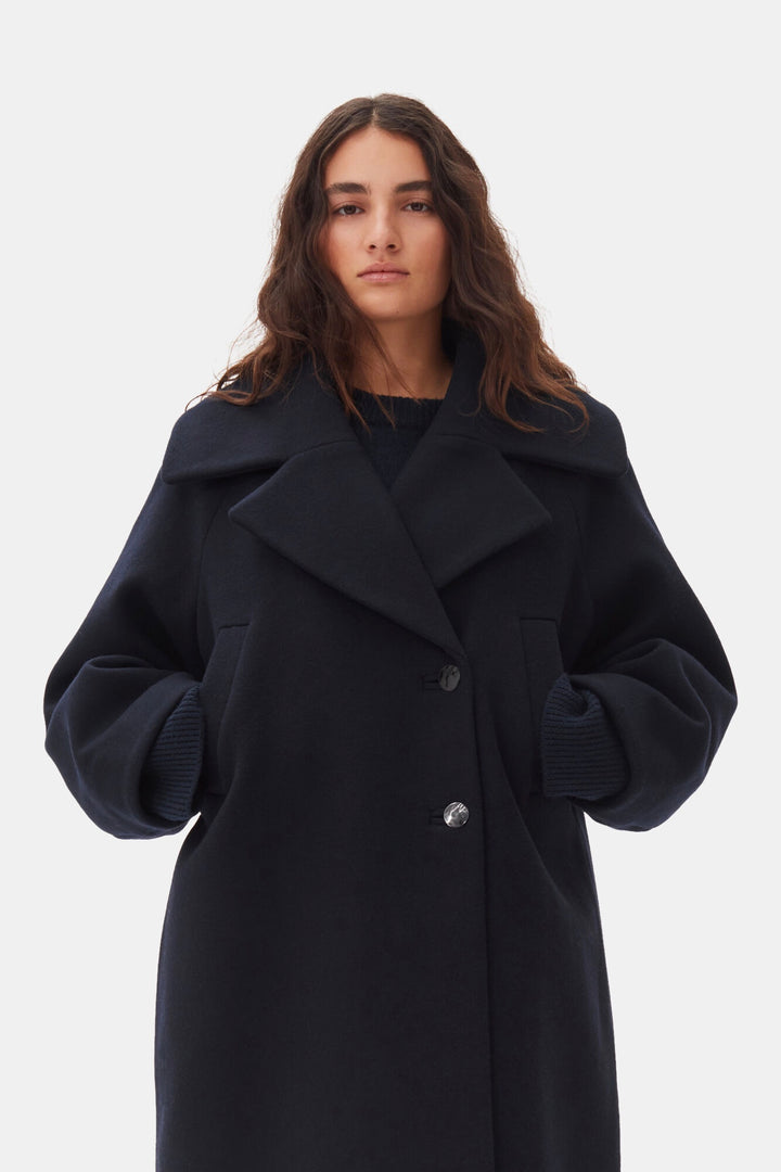 Boiled Wool Large Collar Coat