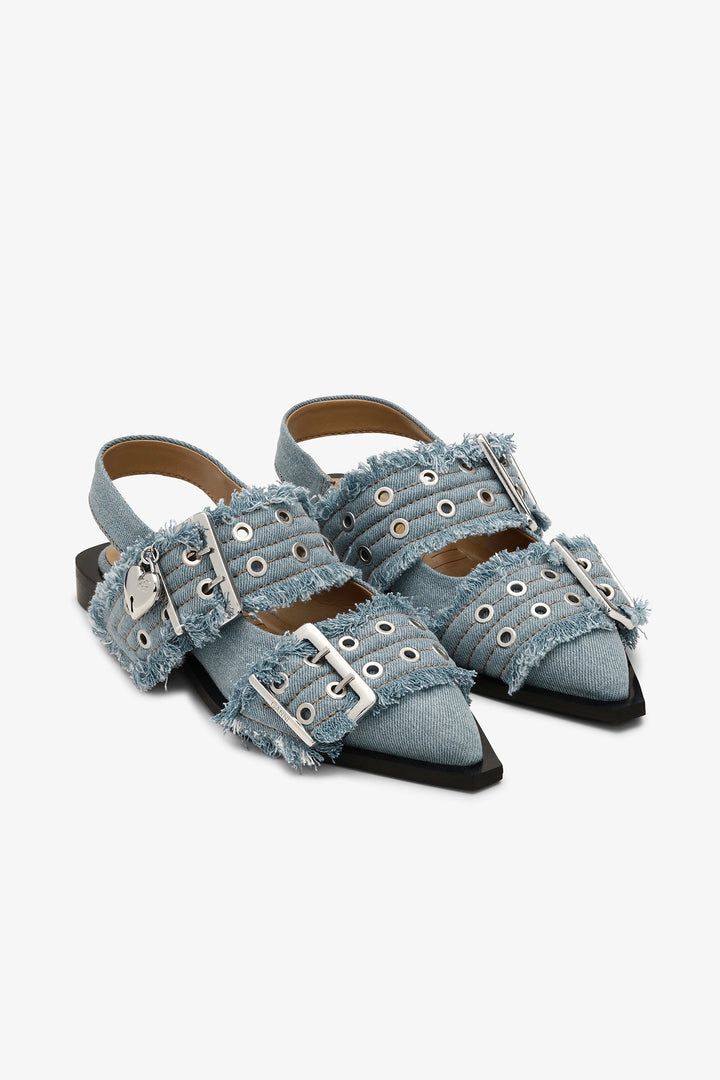 Feminine Buckle Ballerina Charms Denim