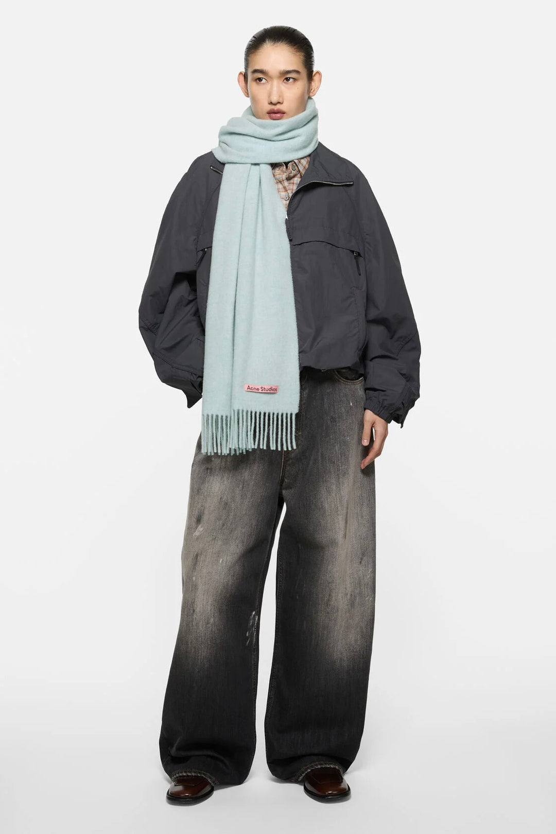 Fringe Wool Scarf Ice Blue Melange