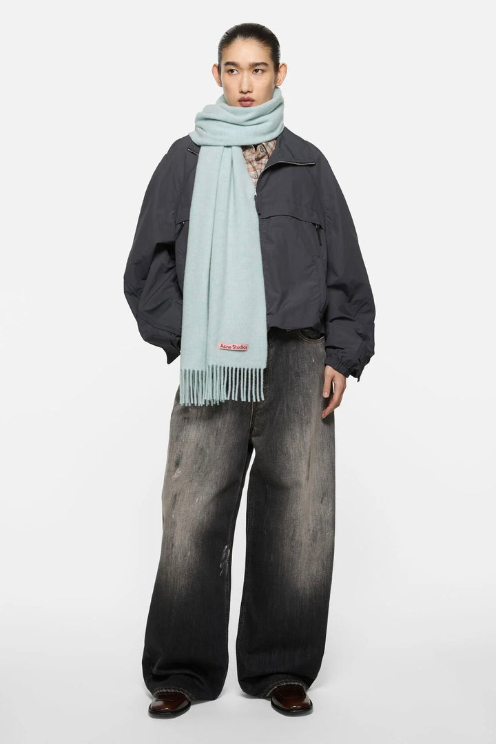 Fringe Wool Scarf Ice Blue Melange