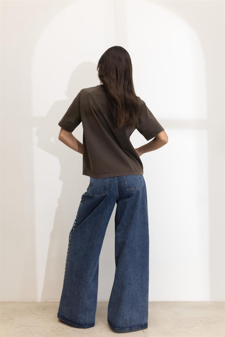 Bailey Studs Jeans Washed Dark Blue