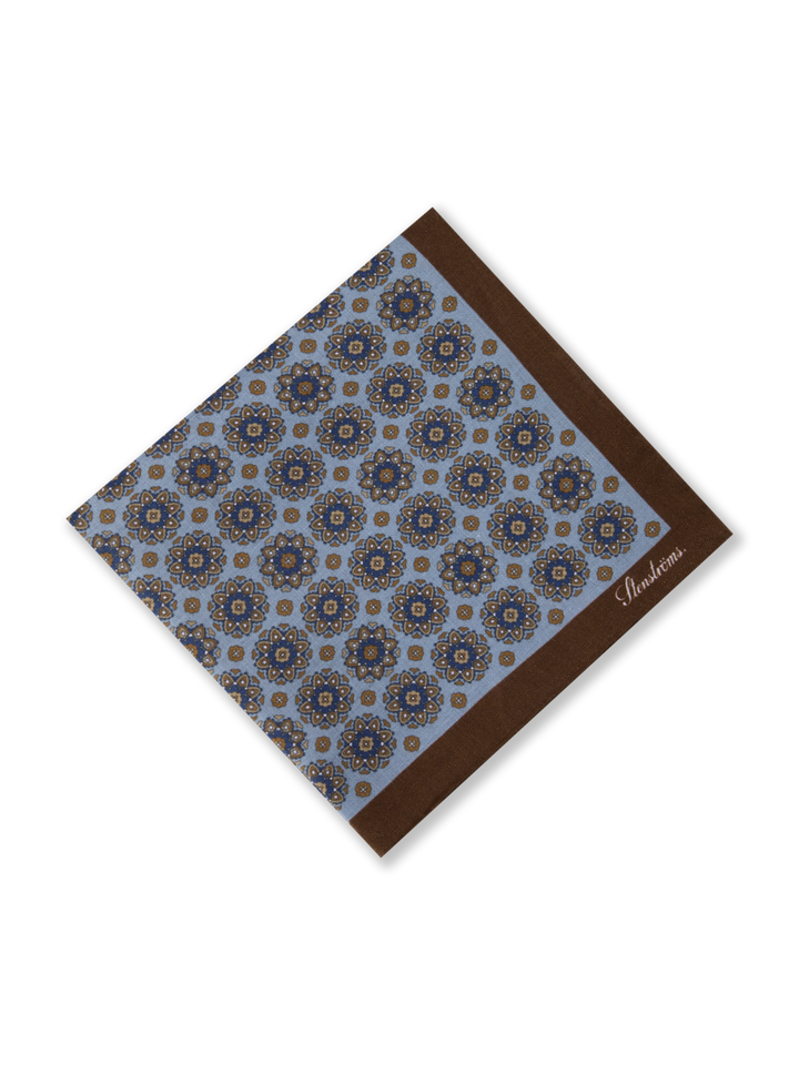 Linen Hankie Blue Brown