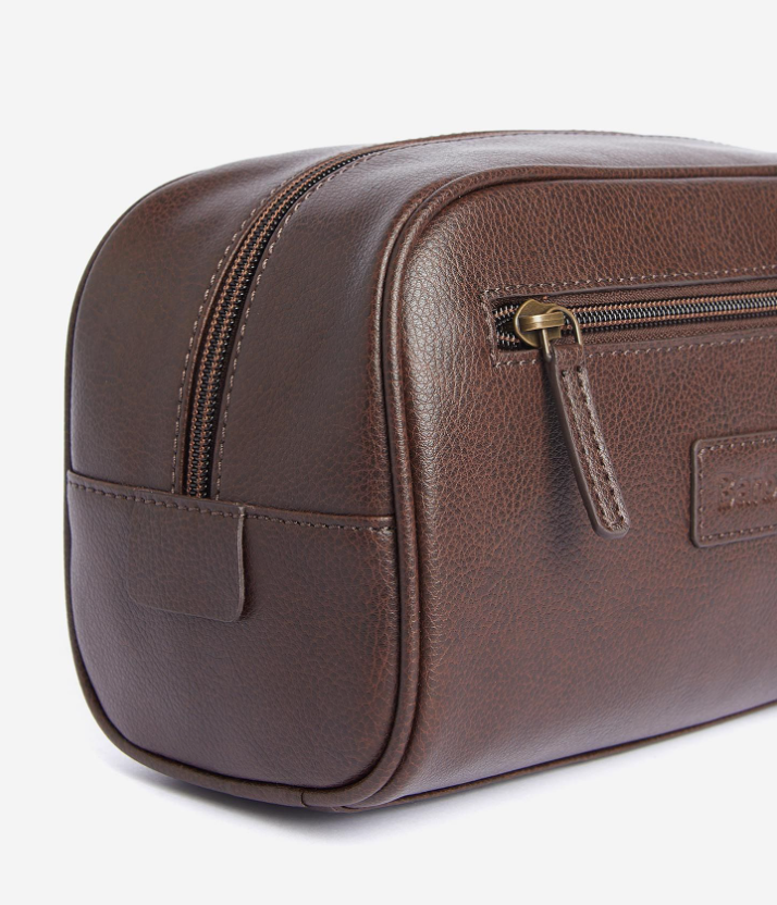 Leather Washbag Dark Brown