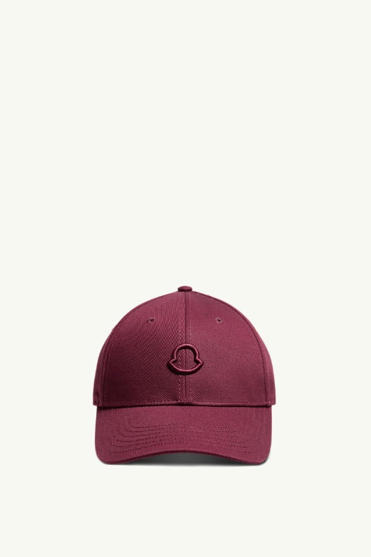 MONCLER Logo Cotton Gabardine Baseball Cap Burgundy - Dale