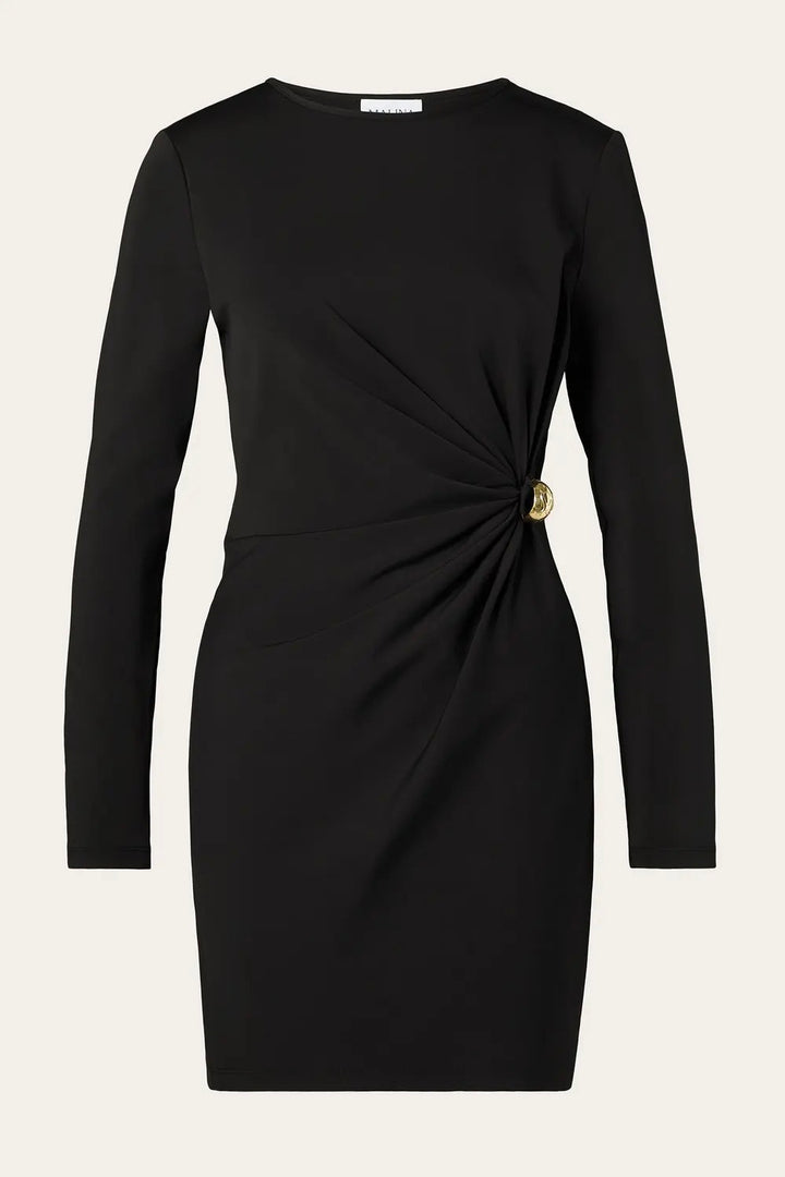 Mailey Jersey Brooch Mini Dress Black