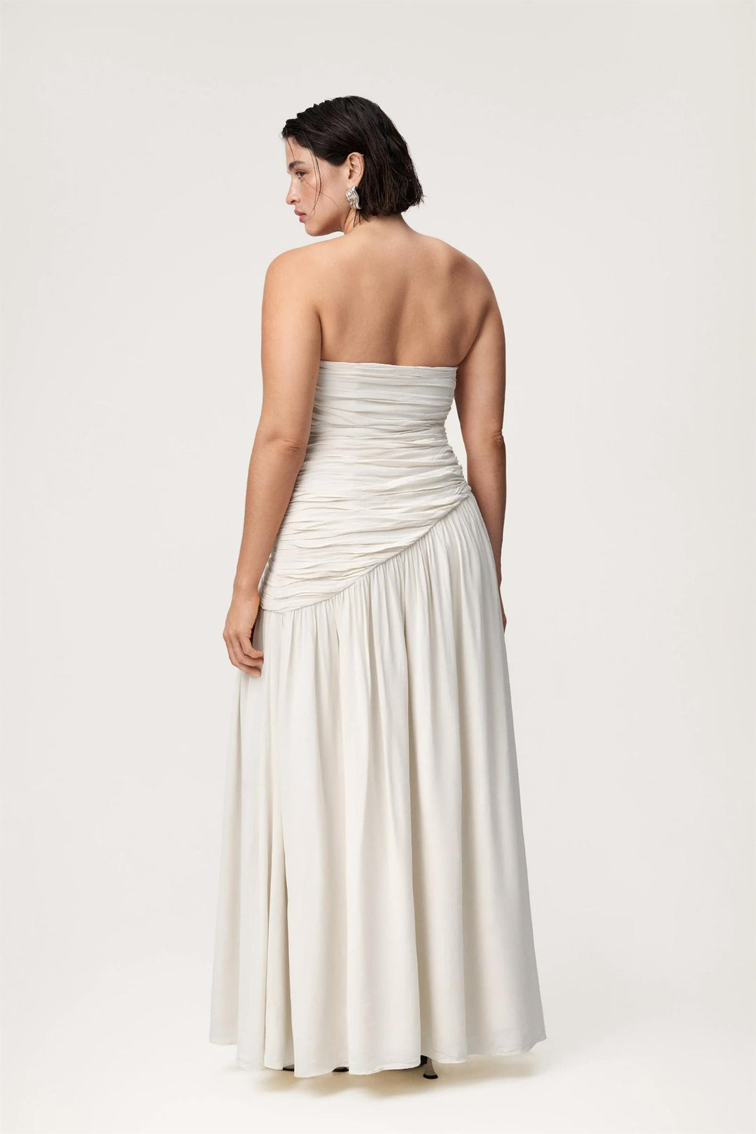 Lima Bandeau Dress Creme White