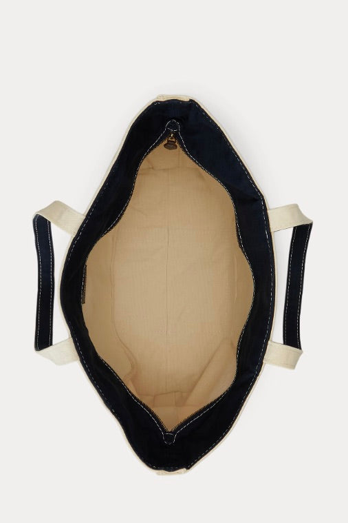 POLO RALPH LAUREN Big Pony Canvas Tote Cream/Navy - Dale