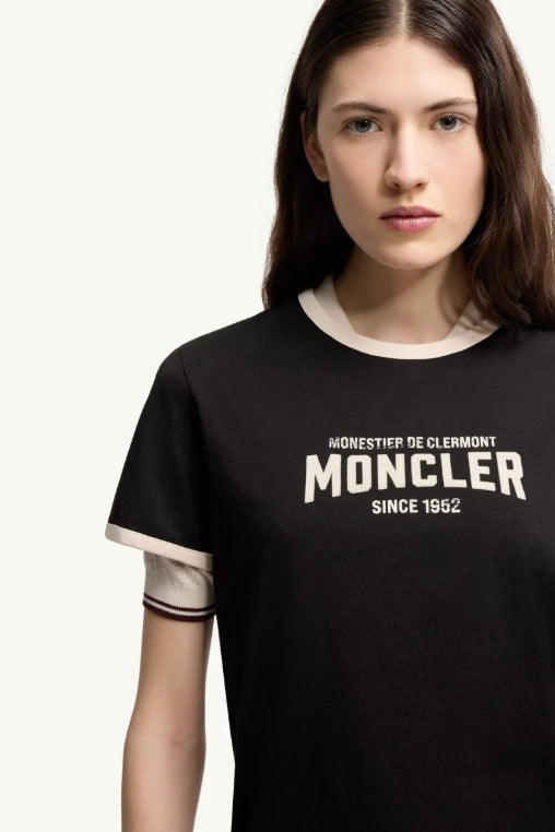 MONCLER Logo Print Cotton T-Shirt Black - Dale