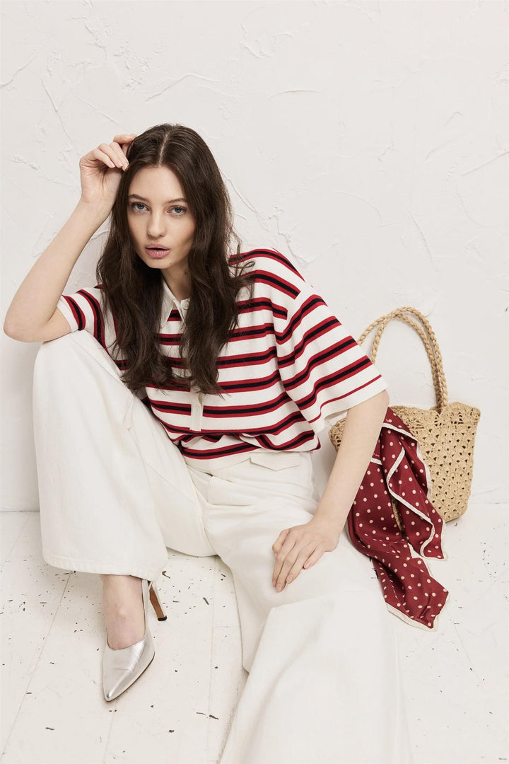 Betty Dots Silk Scarf Red