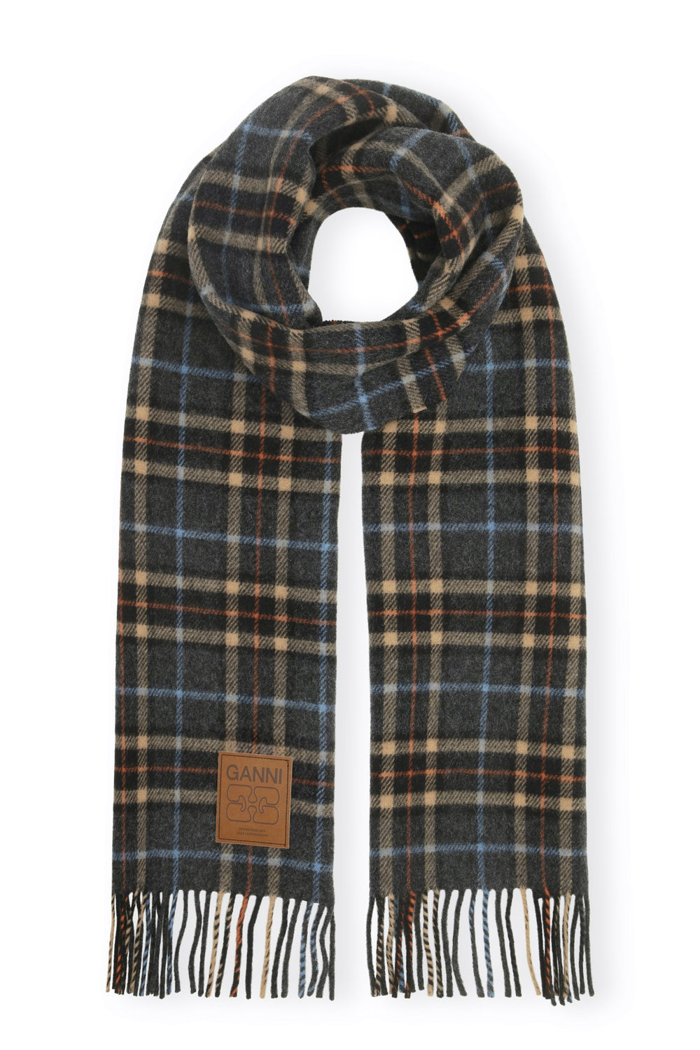 GANNI Double Face Wool Check Scarf - Dale