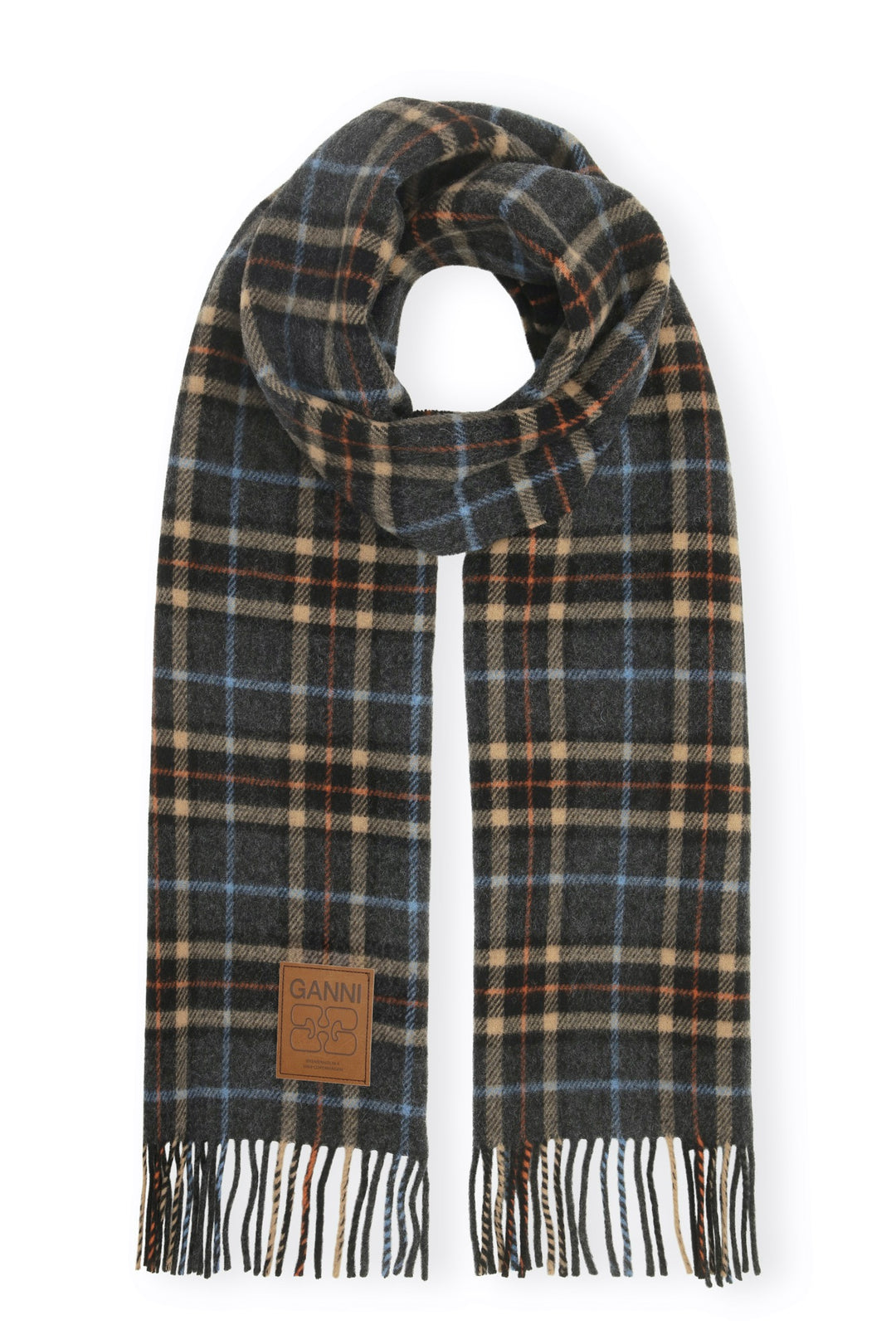 GANNI Double Face Wool Check Scarf - Dale