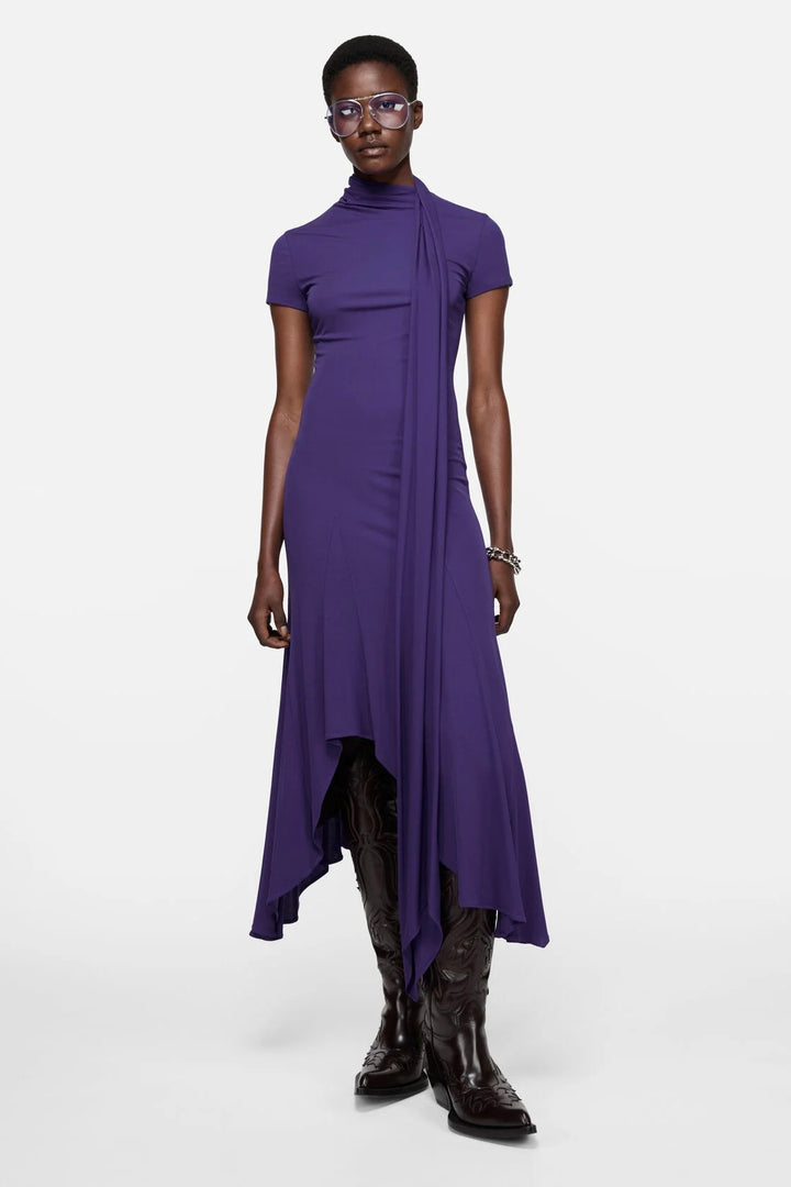 Layered Midi Dress Deep Purple