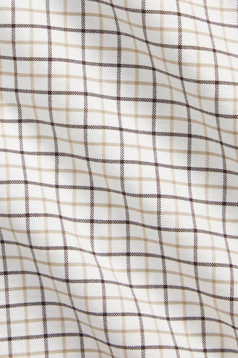 Custom Fit Tattersall Oxford Shirt White Brown Multi