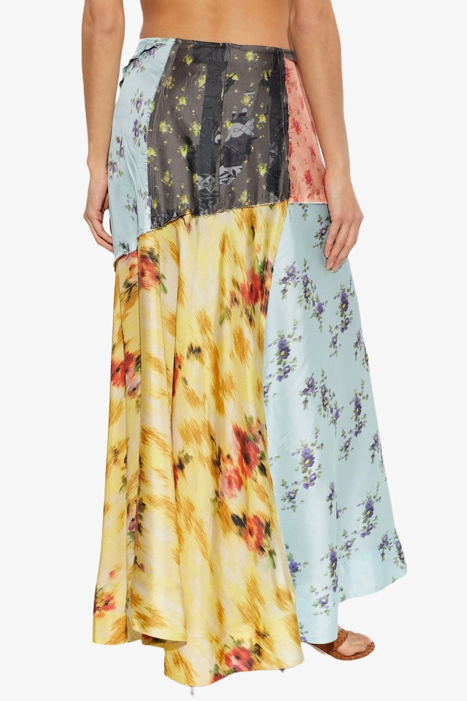 Multi Printed Silk Twill Fluid Skirt