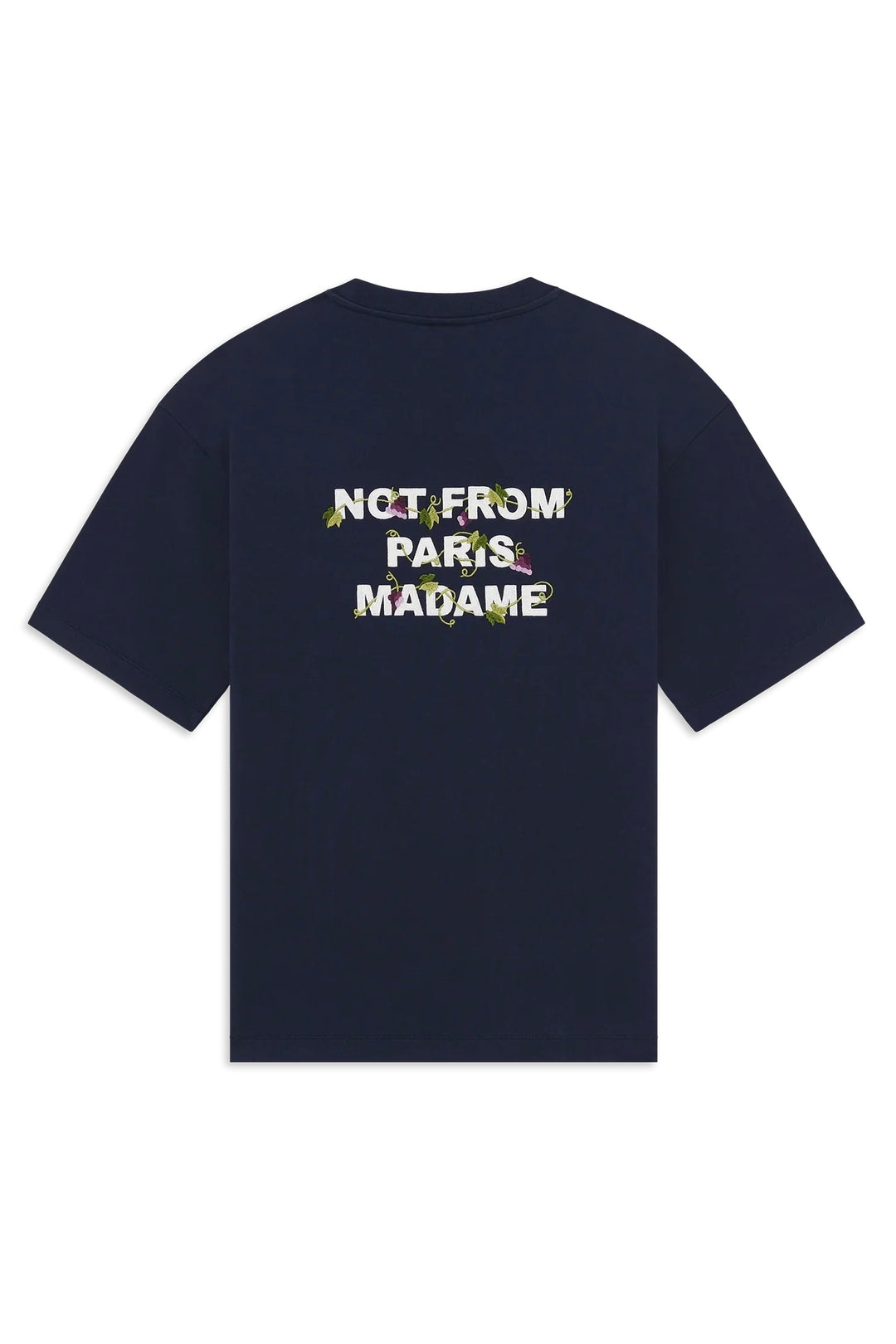 Vine Embroidered Slogan T-shirt Navy