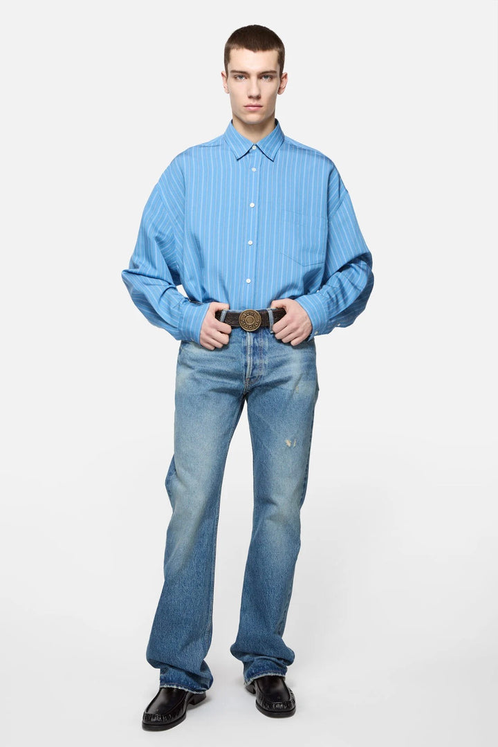 Leather Logo Buckle Belt