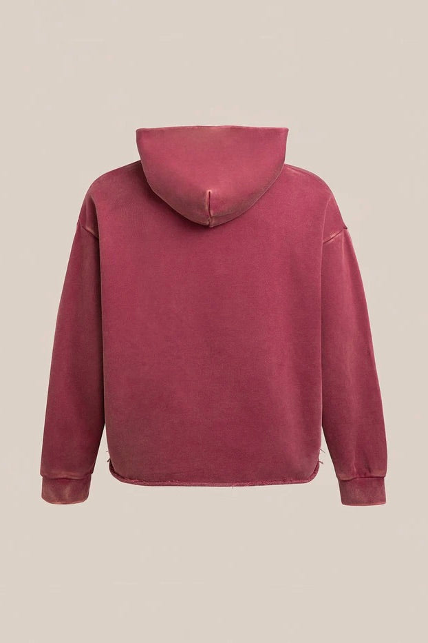 Embroidered Wildlife Hoodie Washed Berry
