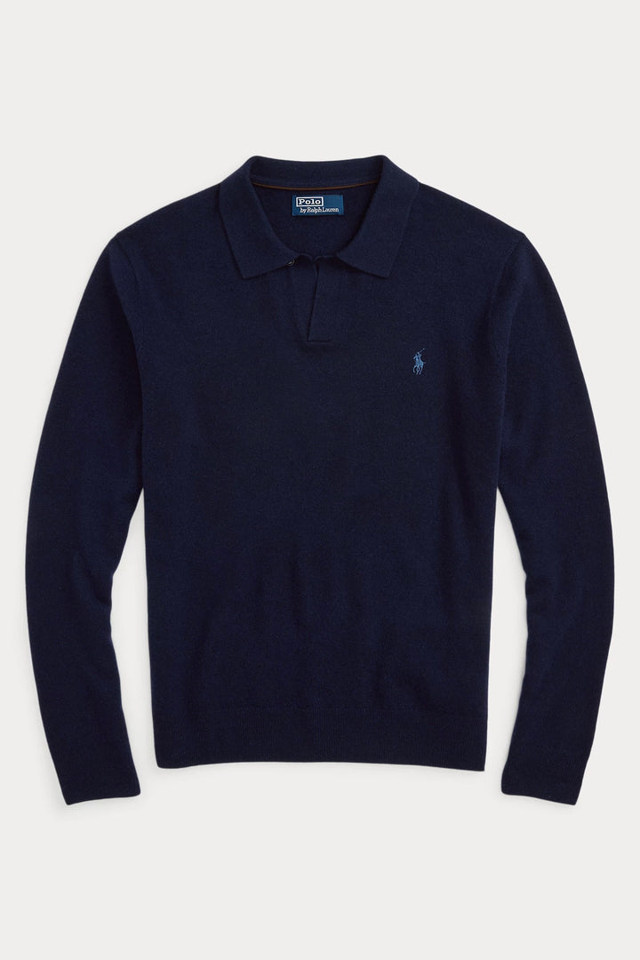 Wool Johnny-Collar Jumper Hunter Navy