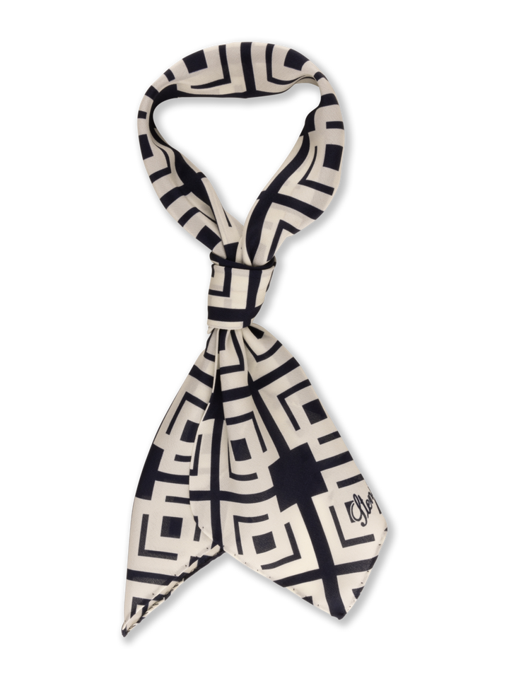 PRINTED SILK ASCOT Indigo