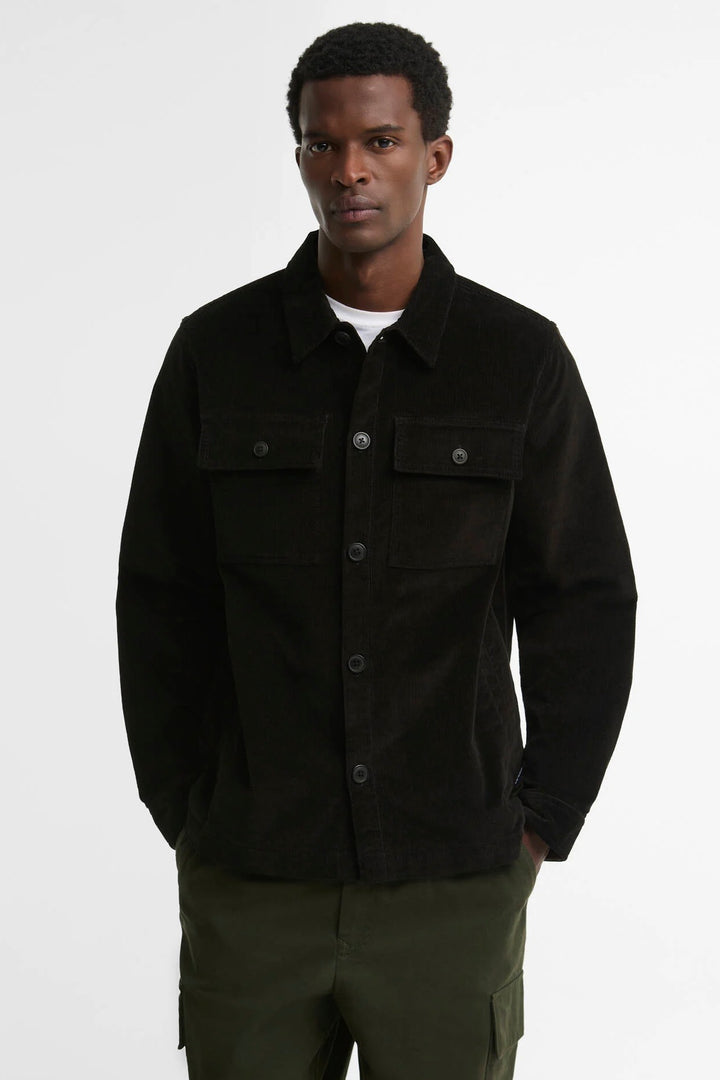 Barbour Tartan Trim Cotton Overshirt Olive