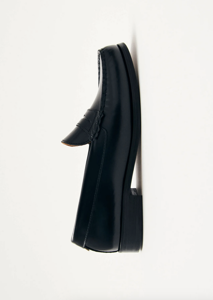 Rivet Black Leather Loafers