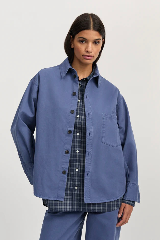 Casy Shirt Cotton Washed French Blue