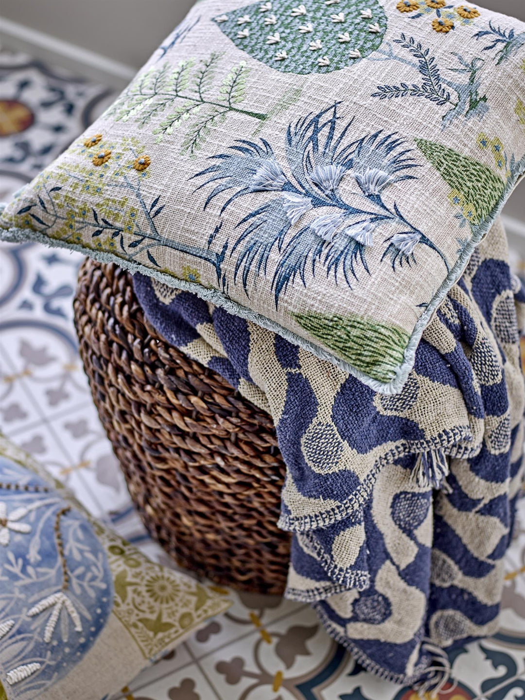 Santena Throw, Blue, Recycled Cotton