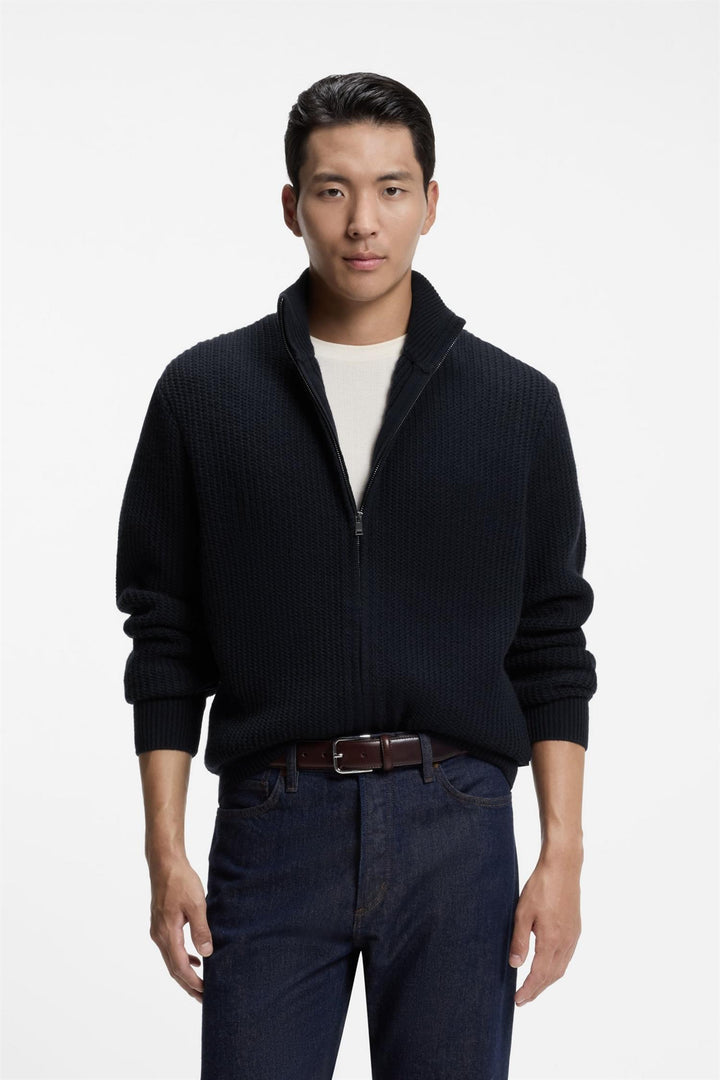 H-Fiocco Zip-Up Cardigan Dark Blue