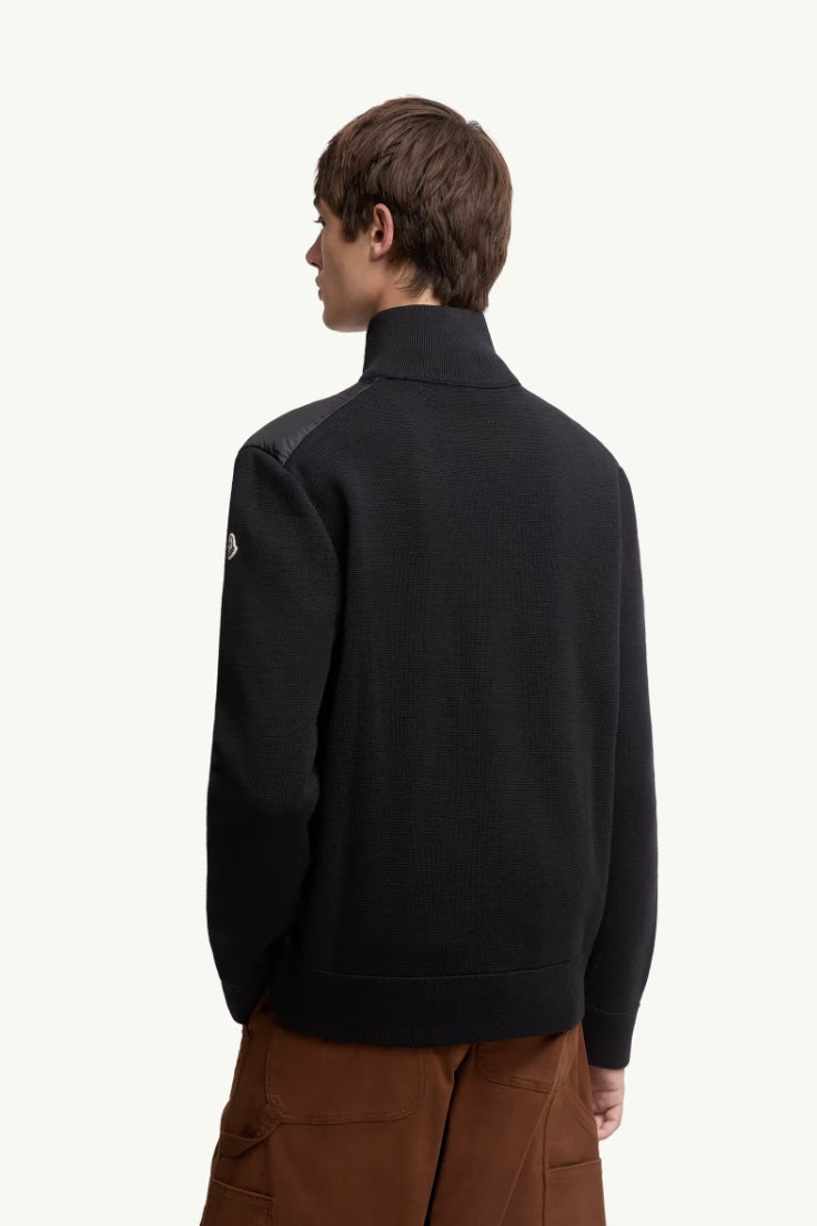 Padded Zip-Up Cardigan Black