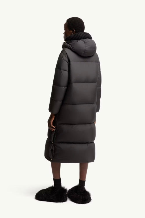 MONCLER Ornement Hooded Long Down Jacket Black - Dale