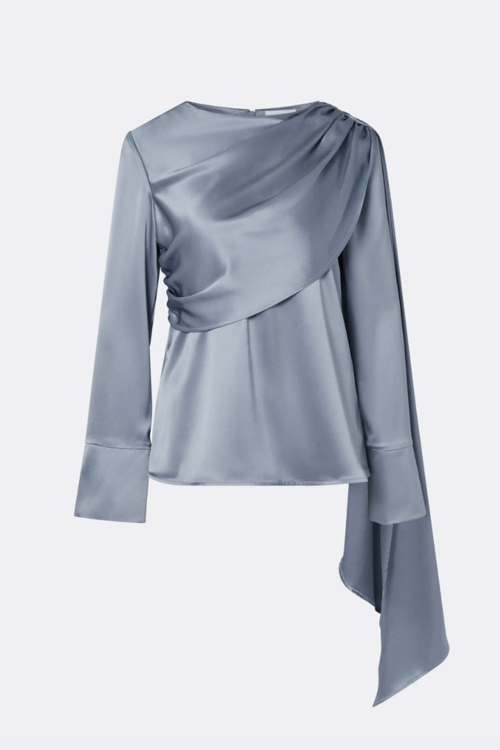 Melandy Draped Cape Blouse Steel Blue