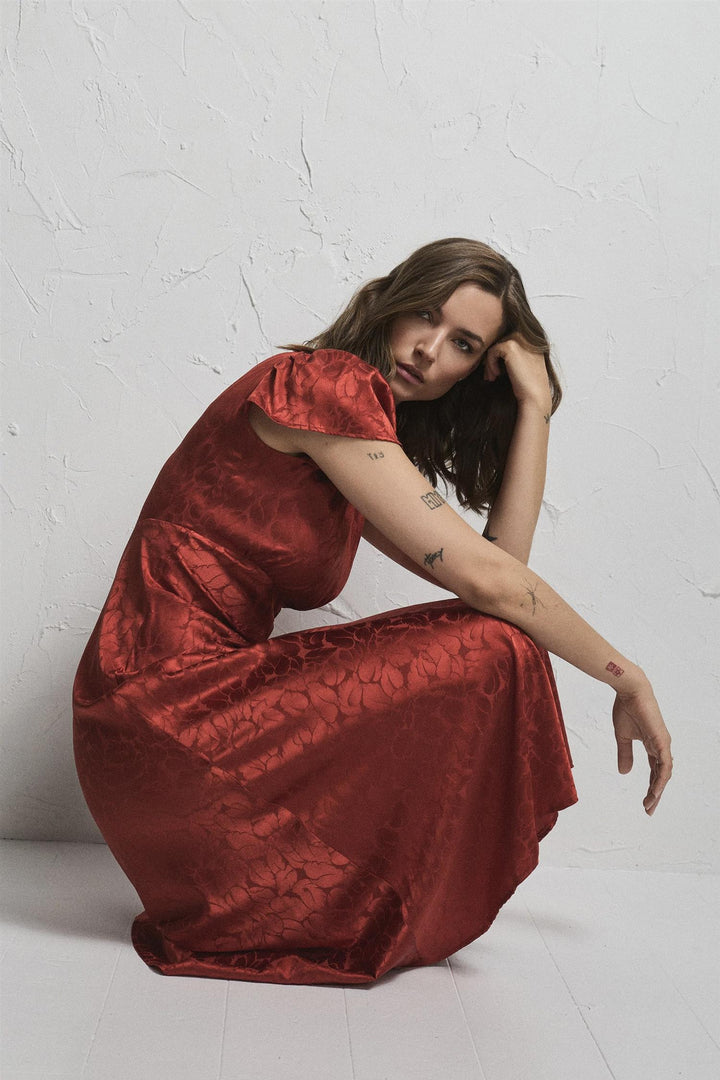 Addison Jacquard Dress Red