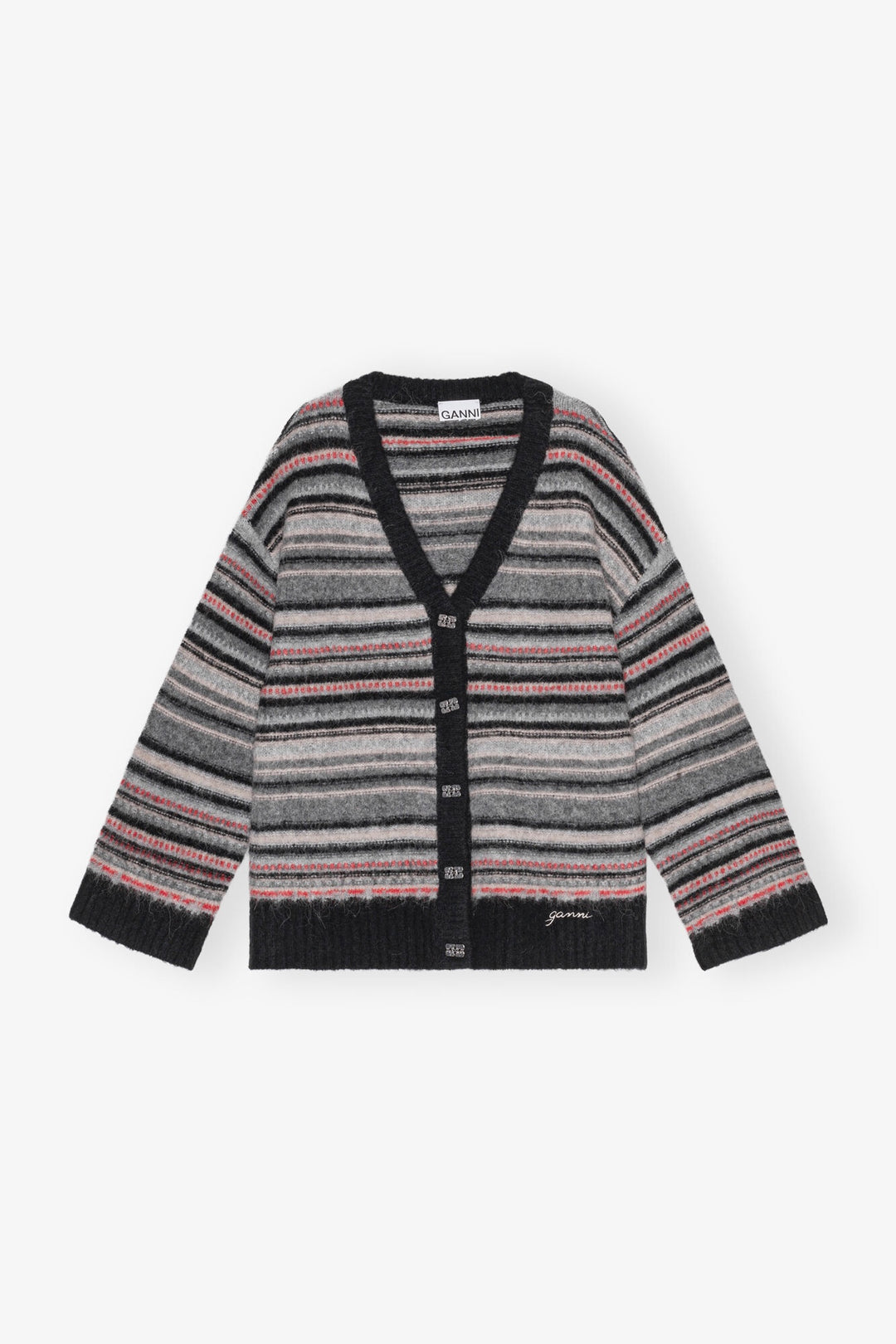 Soft Wool Stripe Boxy Cardigan