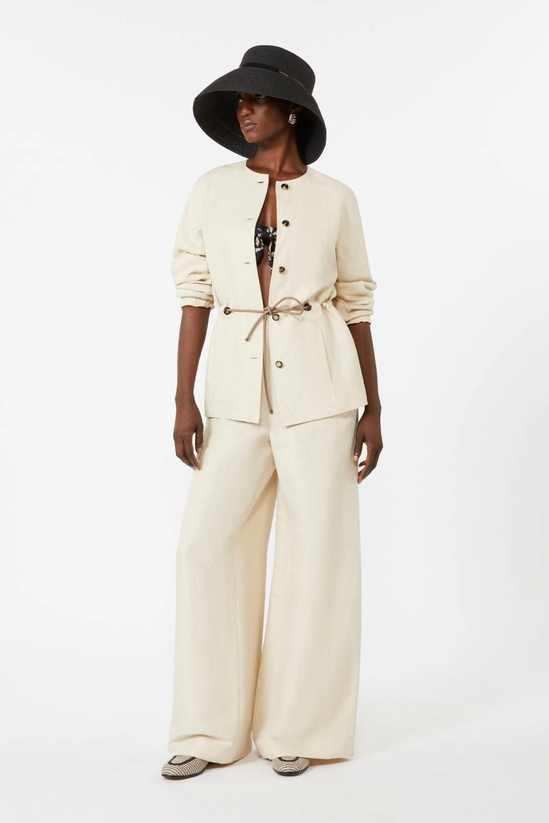Linen and Silk Trousers Beige