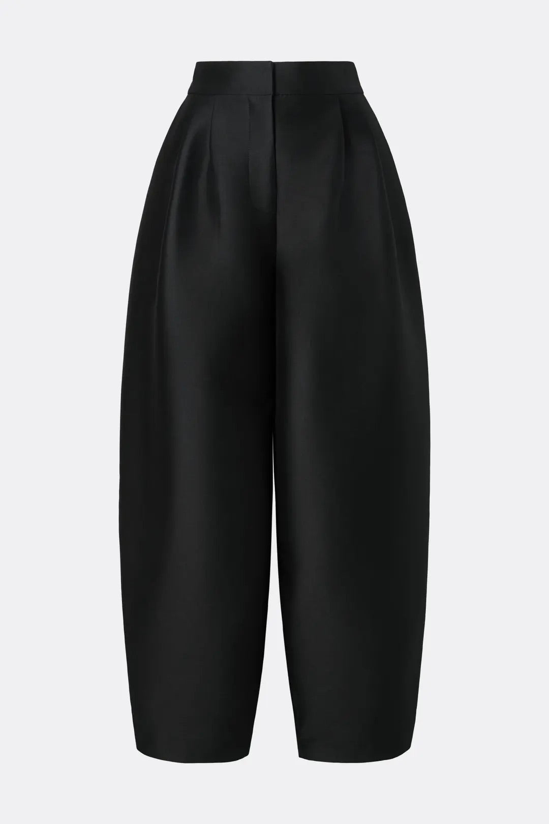 Smilla Barrel Leg Wool-Silk Trousers Black