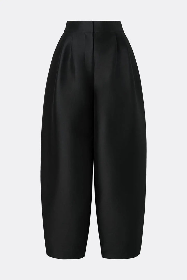 Smilla Barrel Leg Wool-Silk Trousers Black