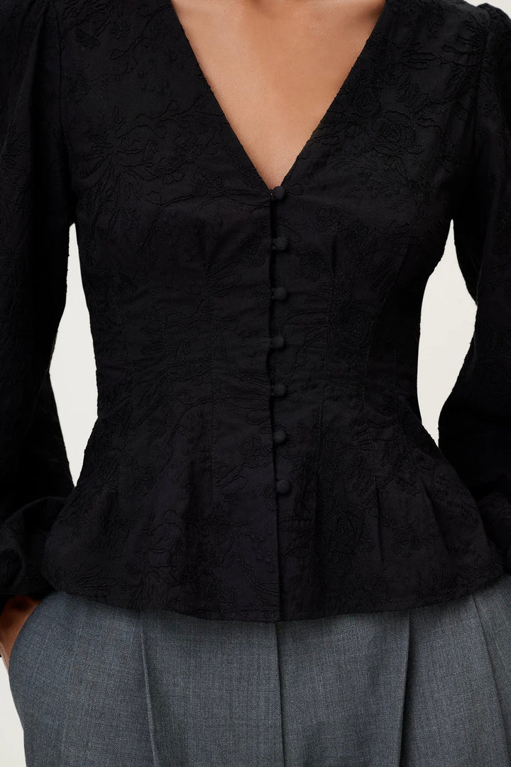 Palena Blouse Black Embroidery