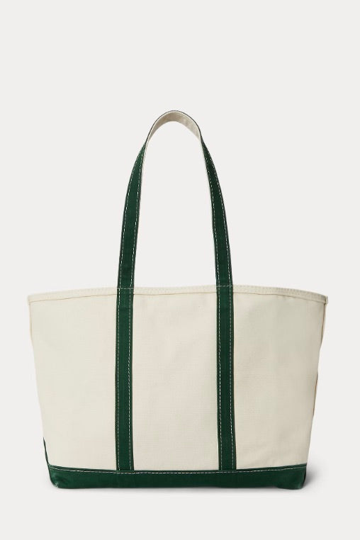 POLO RALPH LAUREN Big Pony Canvas Tote Cream/Green - Dale