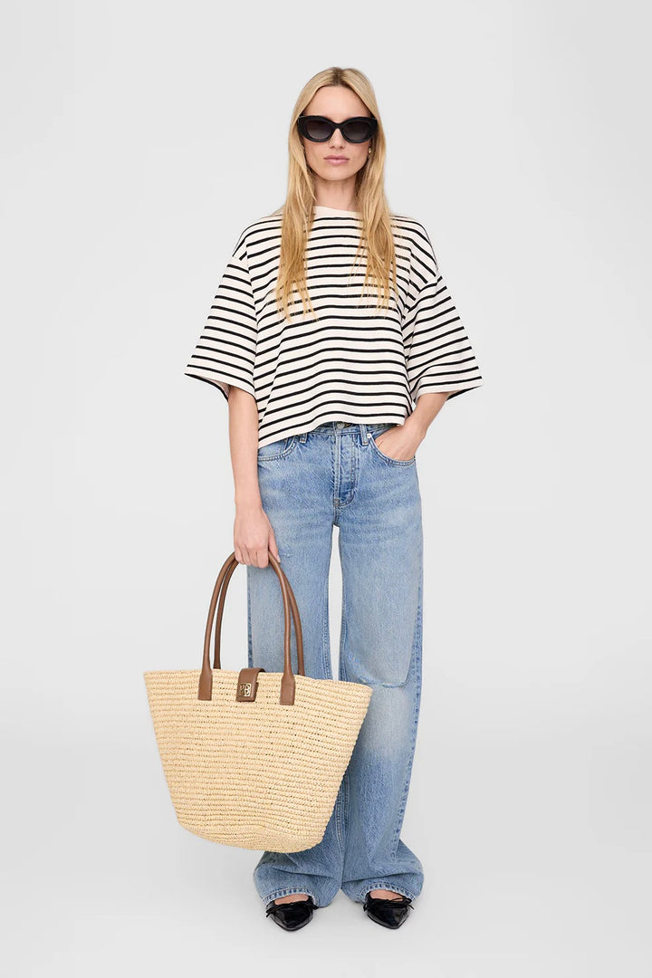 Myers Cropped Tee Black Stripe