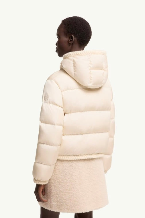 Evocateur Hooded Short Down Jacket Light Beige