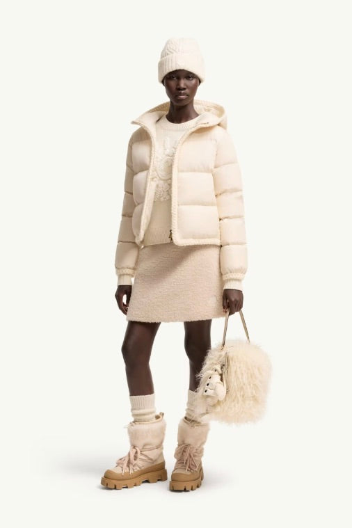 Evocateur Hooded Short Down Jacket Light Beige