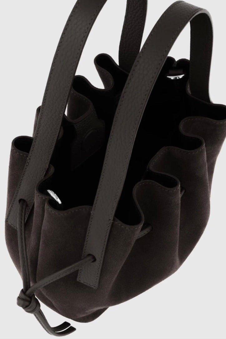 Mini Scallop Tote Suede Ganache