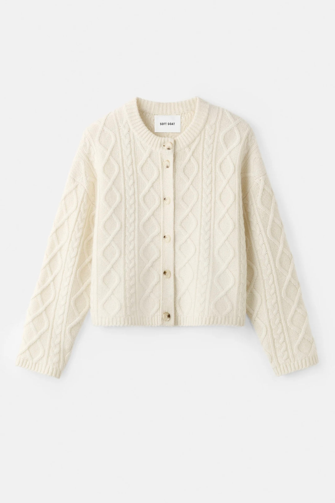 Cable Knit Cardigan Feather White